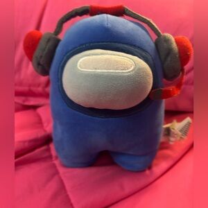 Blue AMONG US plushie with Headphones